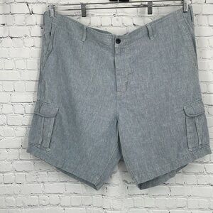Mens Liz Claiborne 75% Linen 25% Cotton Cargo Blur Shorts Size 50 Plus Size